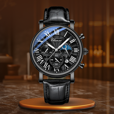 Montre Quartz avec Bracelet en Cuir de Luxe