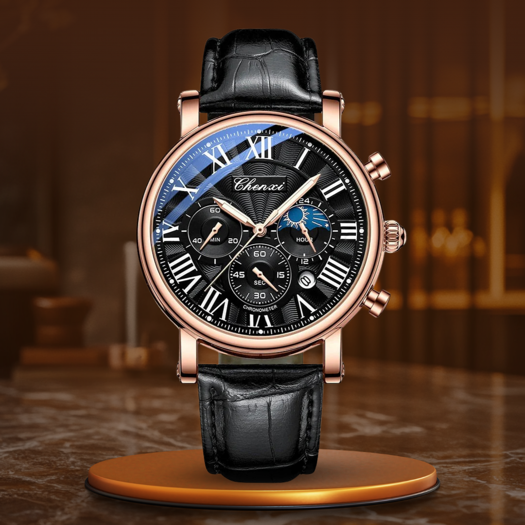 Montre Quartz avec Bracelet en Cuir de Luxe