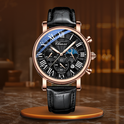 Montre Quartz avec Bracelet en Cuir de Luxe