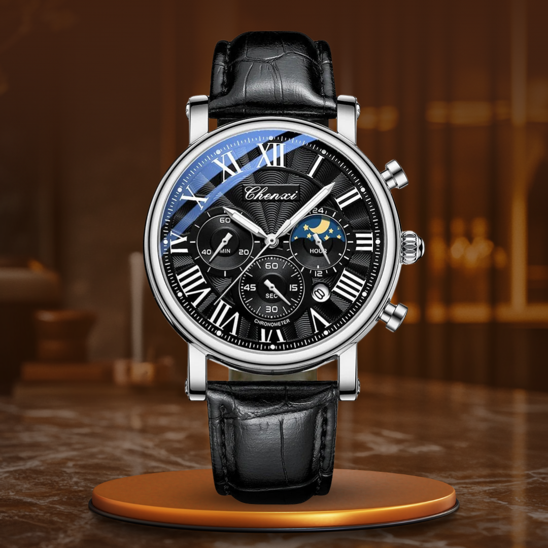 Montre Quartz avec Bracelet en Cuir de Luxe