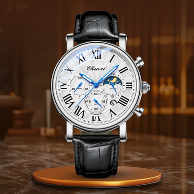 Montre Quartz avec Bracelet en Cuir de Luxe