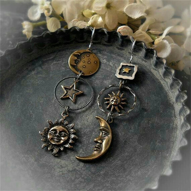 Boucles d'Oreilles Pendantes Sol-Lune