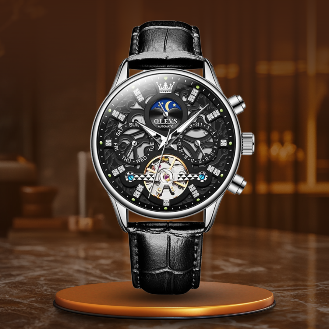 Montre Automatique Mécanique avec Bracelet en Cuir