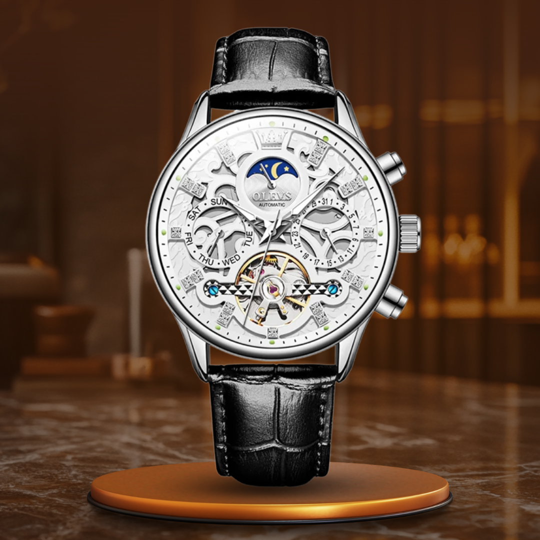 Montre Automatique Mécanique avec Bracelet en Cuir