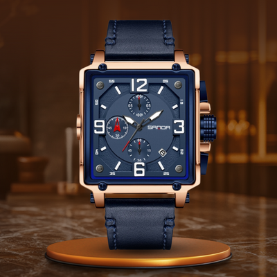 Montre tactique en cuir pour hommes avec quartz