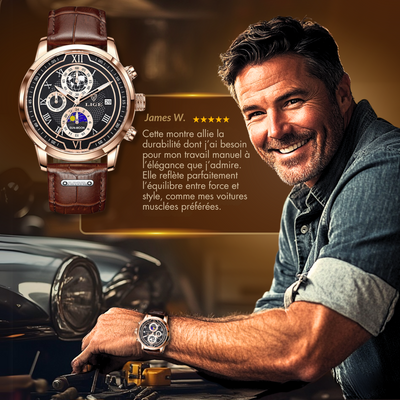 Montre Chronographe avec Bracelet en Cuir Premium