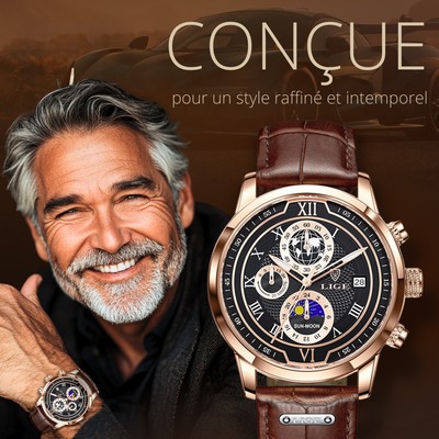 Montre Chronographe avec Bracelet en Cuir Premium