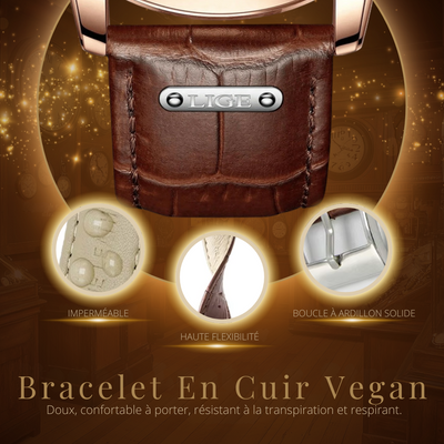 Montre Chronographe avec Bracelet en Cuir Premium