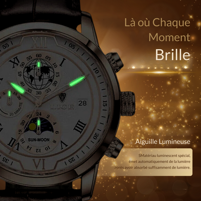 Montre Chronographe avec Bracelet en Cuir Premium