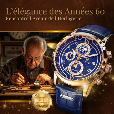Montre Chronographe avec Bracelet en Cuir Premium