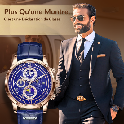 Montre Chronographe avec Bracelet en Cuir Premium