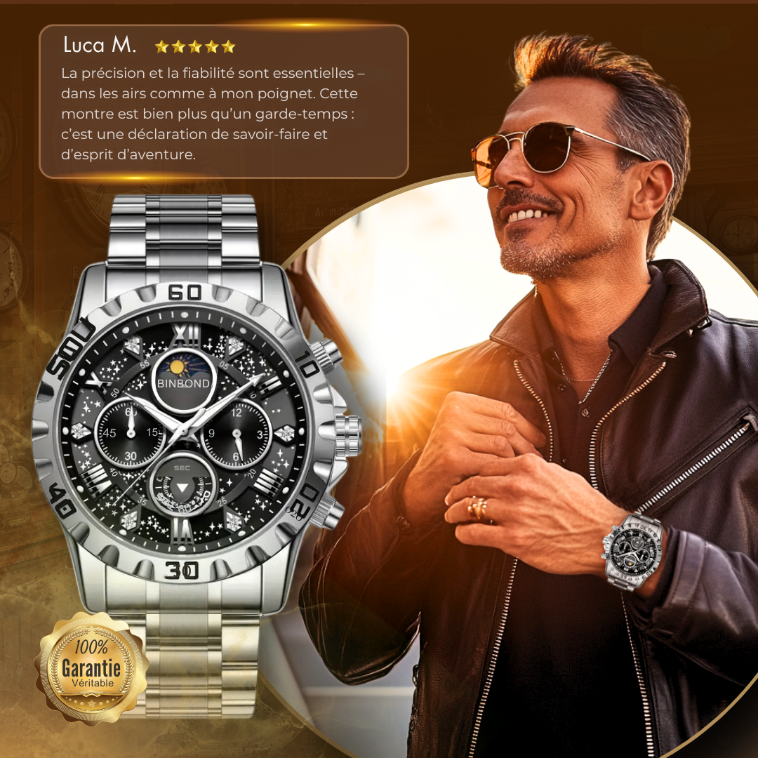 Montre Chronographe de Luxe avec Bracelet Métallique