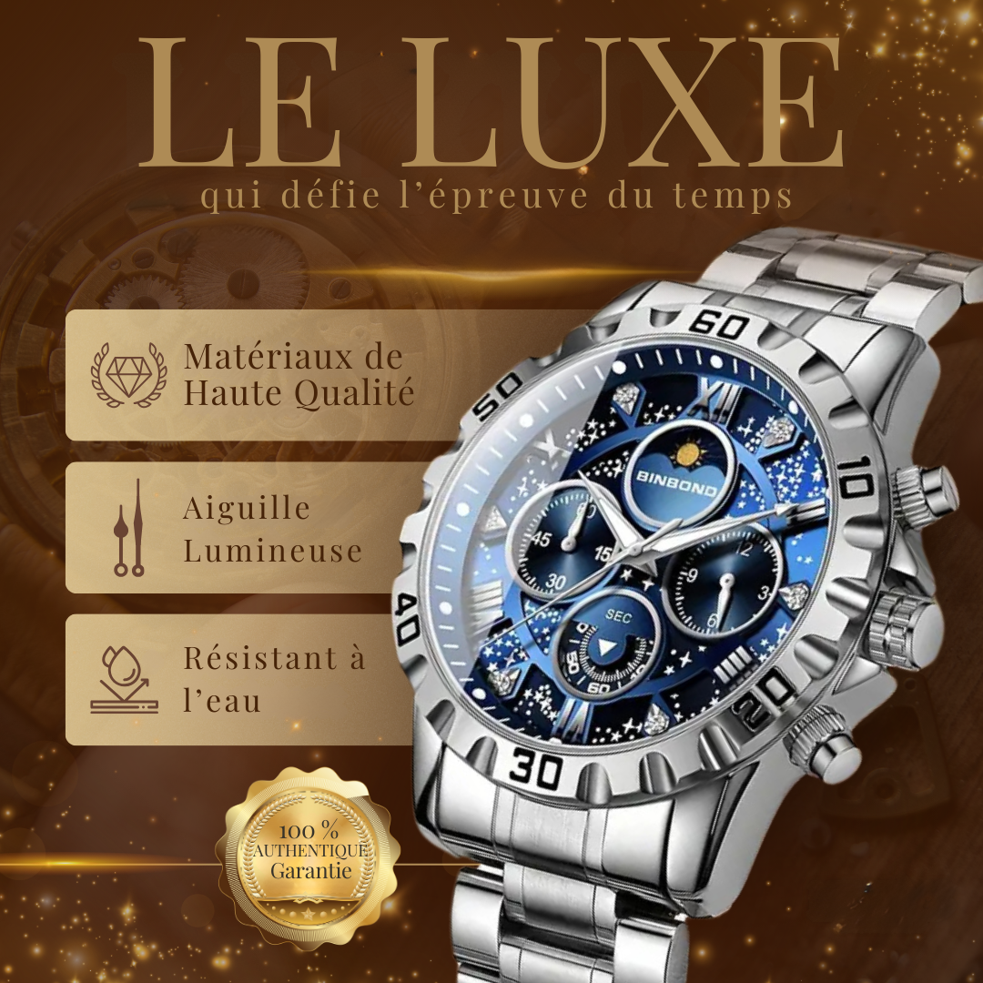Montre Chronographe de Luxe avec Bracelet Métallique