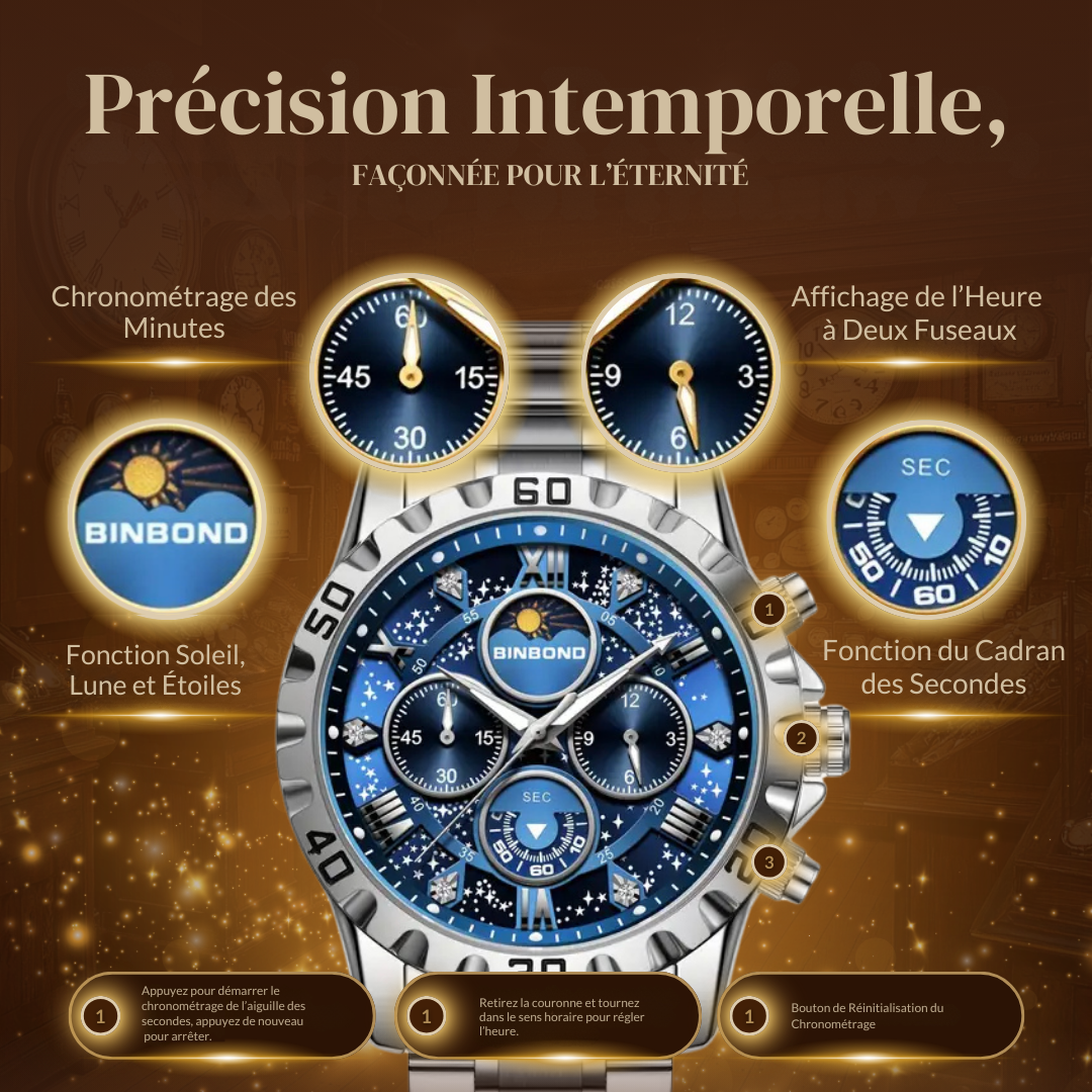 Montre Chronographe de Luxe avec Bracelet Métallique