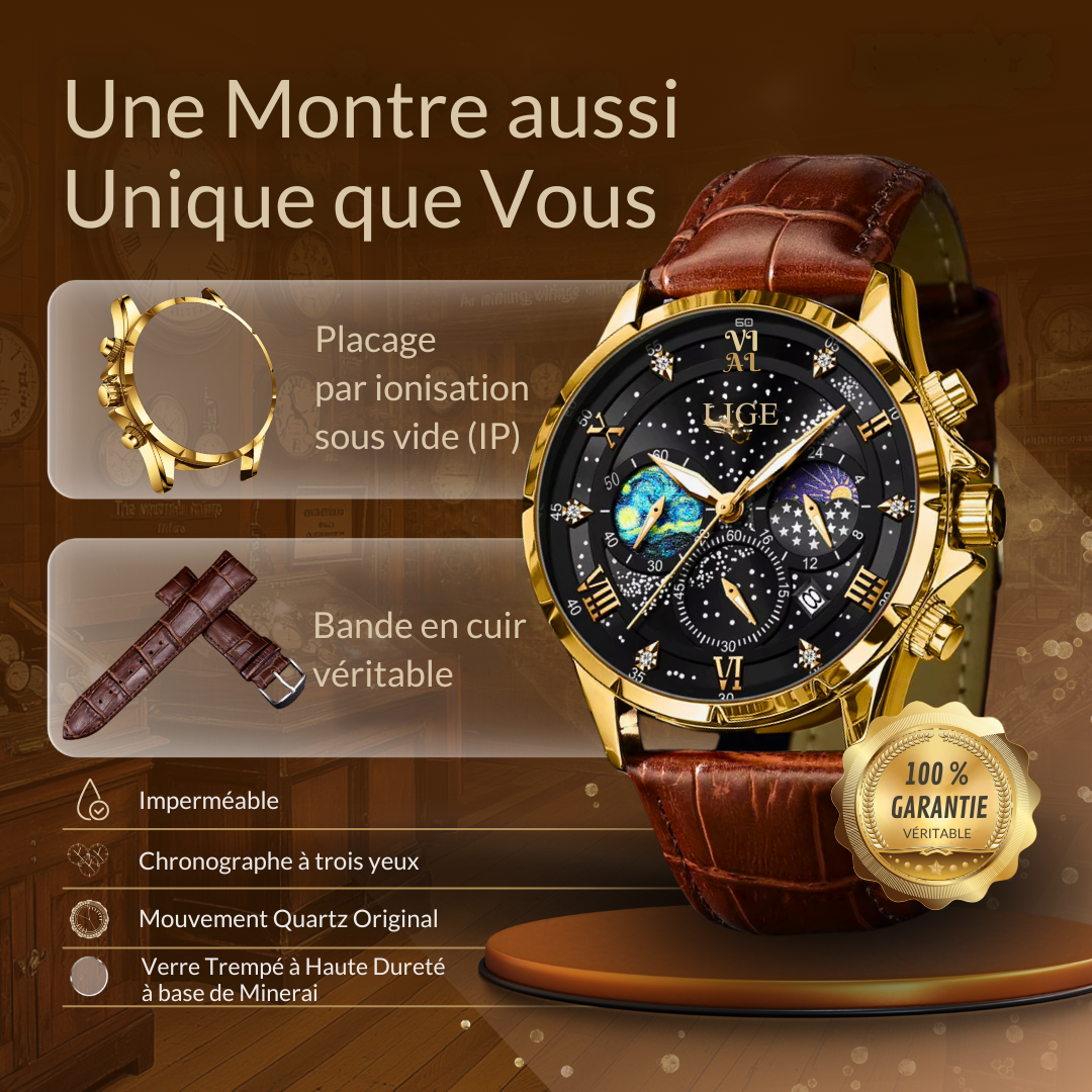 Montre Élégante Phase de Lune