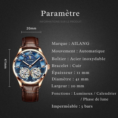 Montre Mécanique d'Affaires au Design Tourbillon