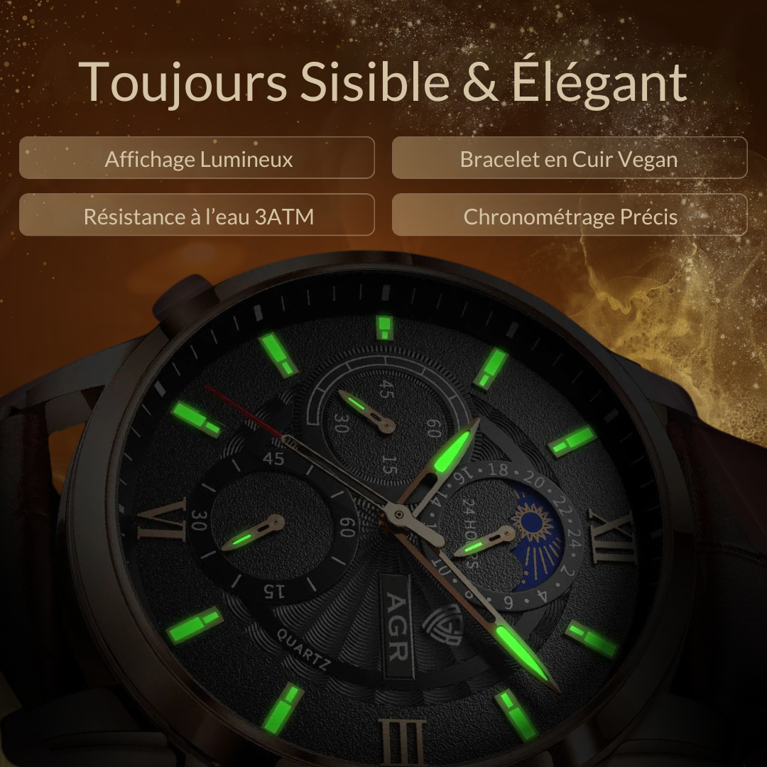 Montre Quartz en Cuir de Luxe