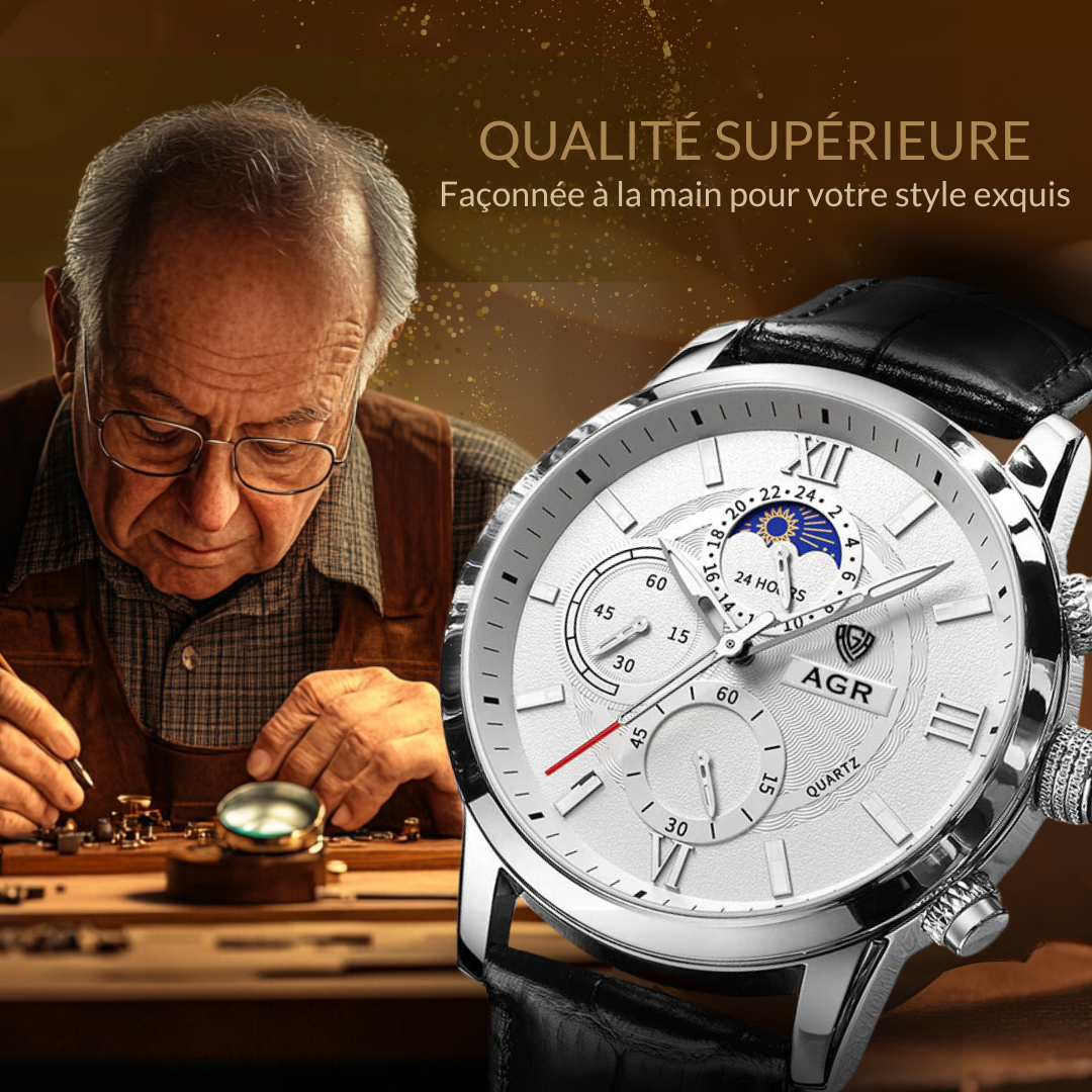 Montre Quartz en Cuir de Luxe