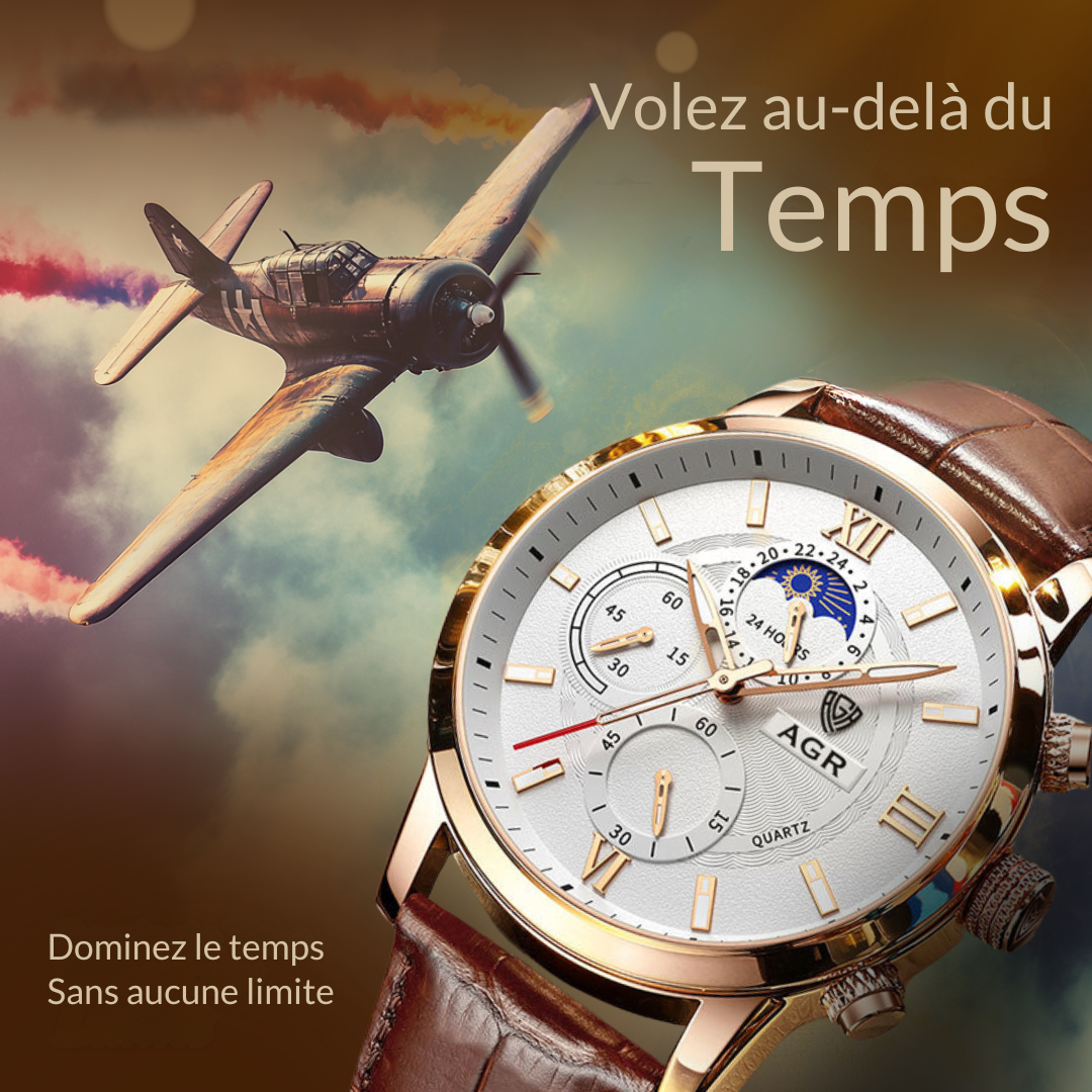Montre Quartz en Cuir de Luxe