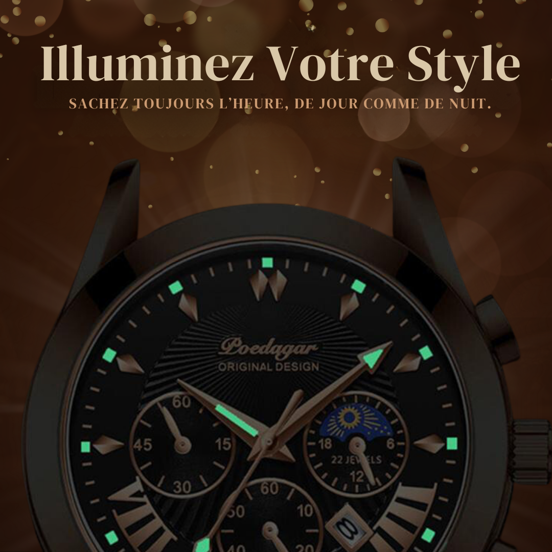 Montre de Luxe avec Bracelet en Cuir Élégant