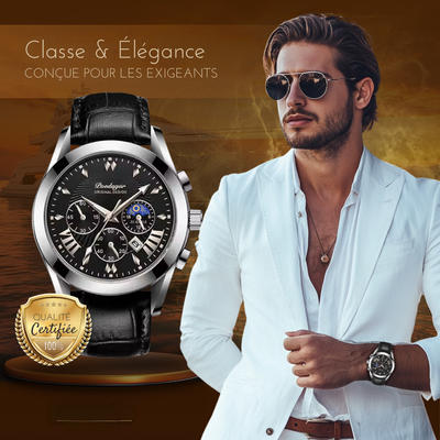 Montre de Luxe avec Bracelet en Cuir Élégant