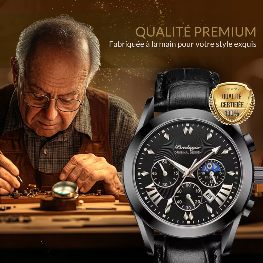 Montre de Luxe avec Bracelet en Cuir Élégant