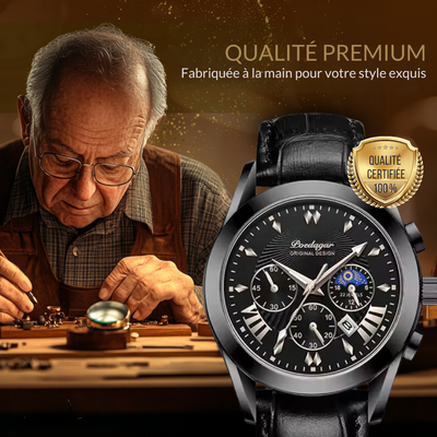 Montre de Luxe avec Bracelet en Cuir Élégant
