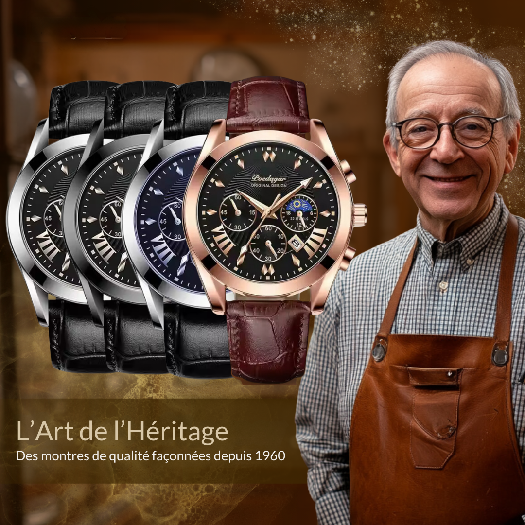 Montre de Luxe avec Bracelet en Cuir Élégant
