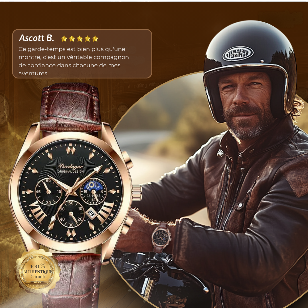 Montre de Luxe avec Bracelet en Cuir Élégant