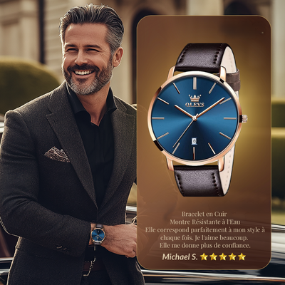 Montre de voiture avec bracelet en cuir