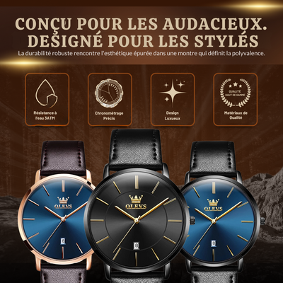 Montre de voiture avec bracelet en cuir
