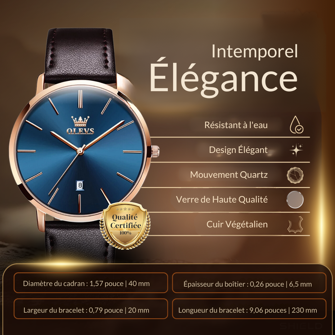 Montre de voiture avec bracelet en cuir