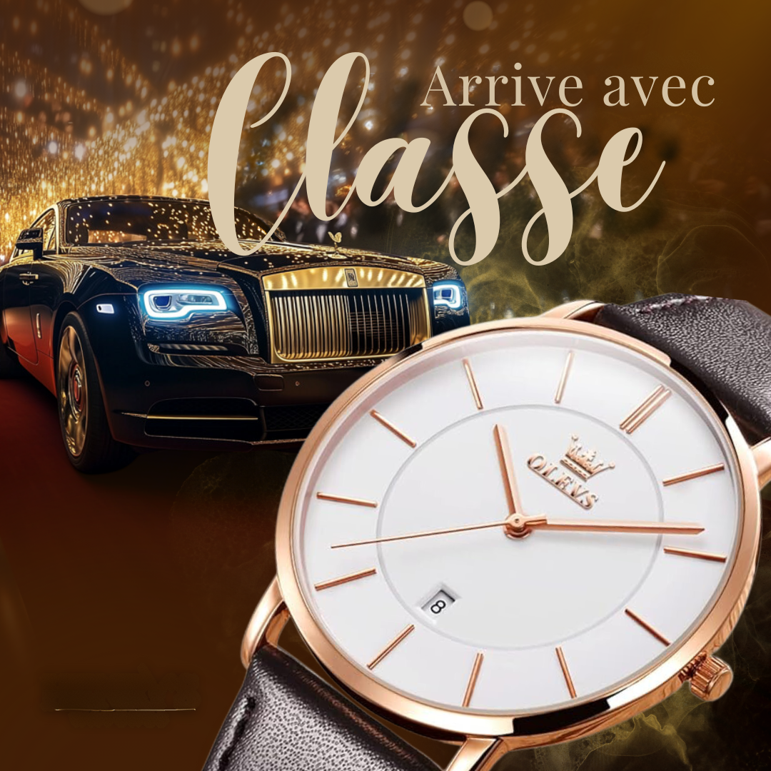 Montre de voiture avec bracelet en cuir