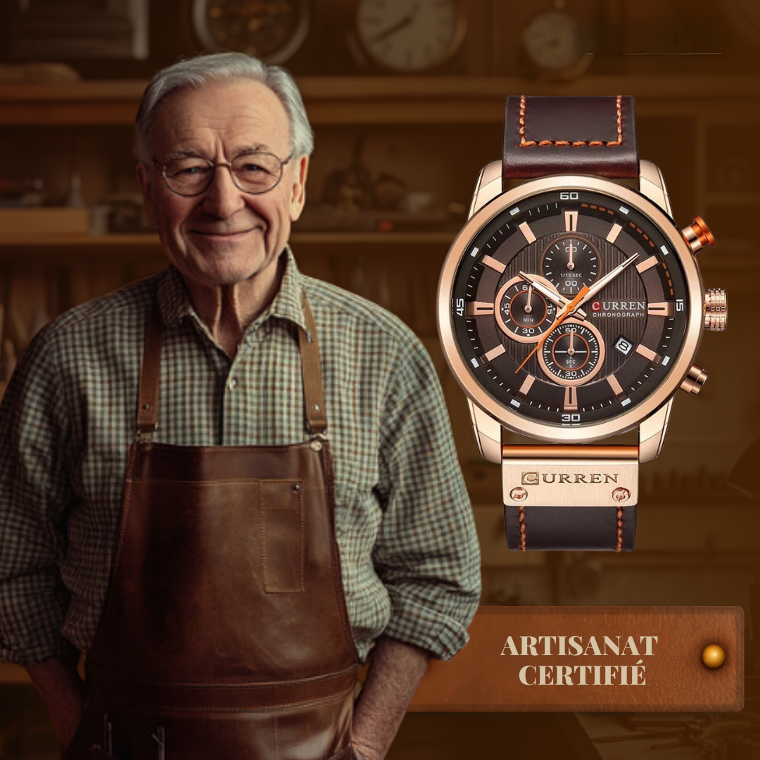 Montre en Quartz Élégante avec Bracelet en Cuir