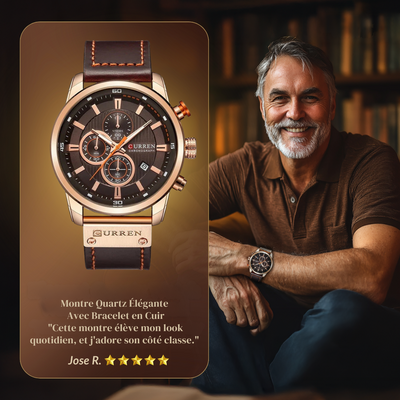 Montre en Quartz Élégante avec Bracelet en Cuir