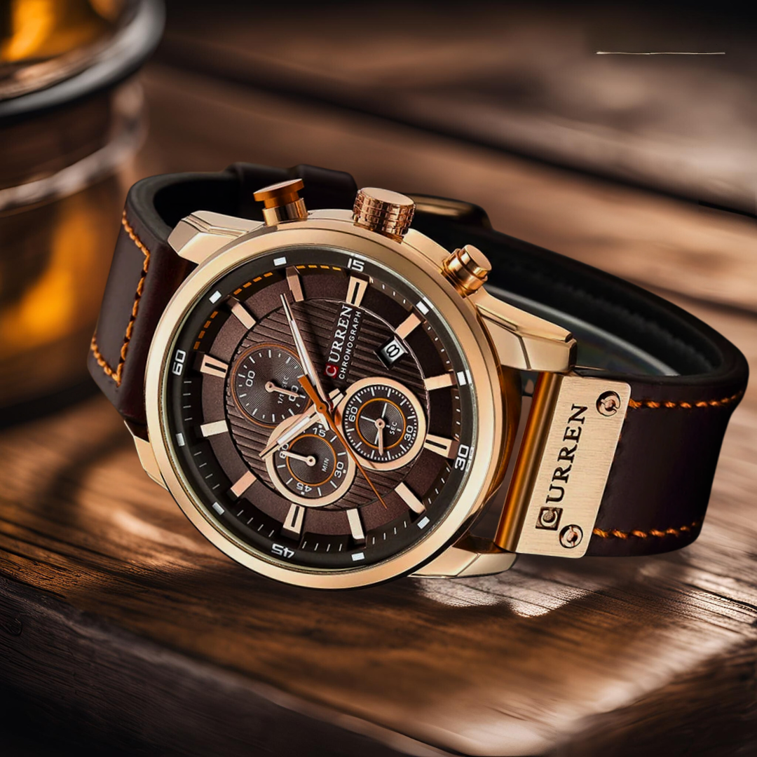 Montre en Quartz Élégante avec Bracelet en Cuir