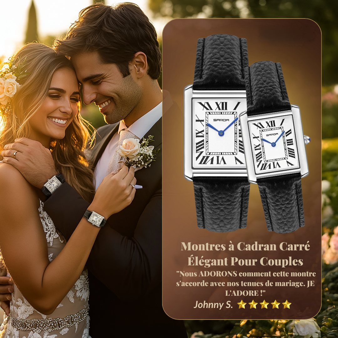 Montres Carrées Élégantes pour Couples