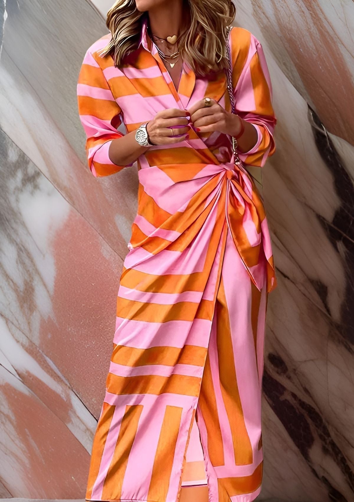 Christiana | Robe Croisée avec Imprimé
