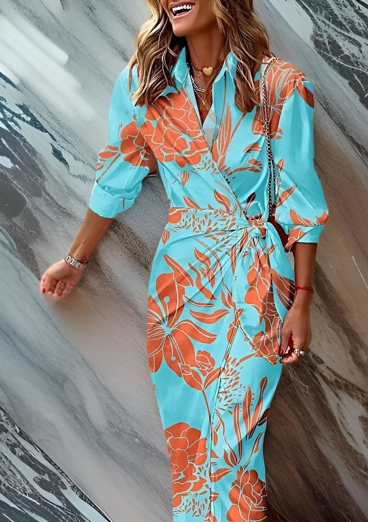 Christiana | Robe Croisée avec Imprimé
