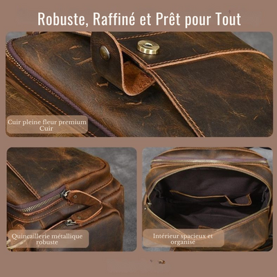 BASEL | Sac à Dos en Cuir Marron