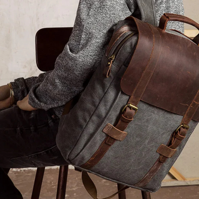 HARLAN | Sac d'École en Toile et Cuir