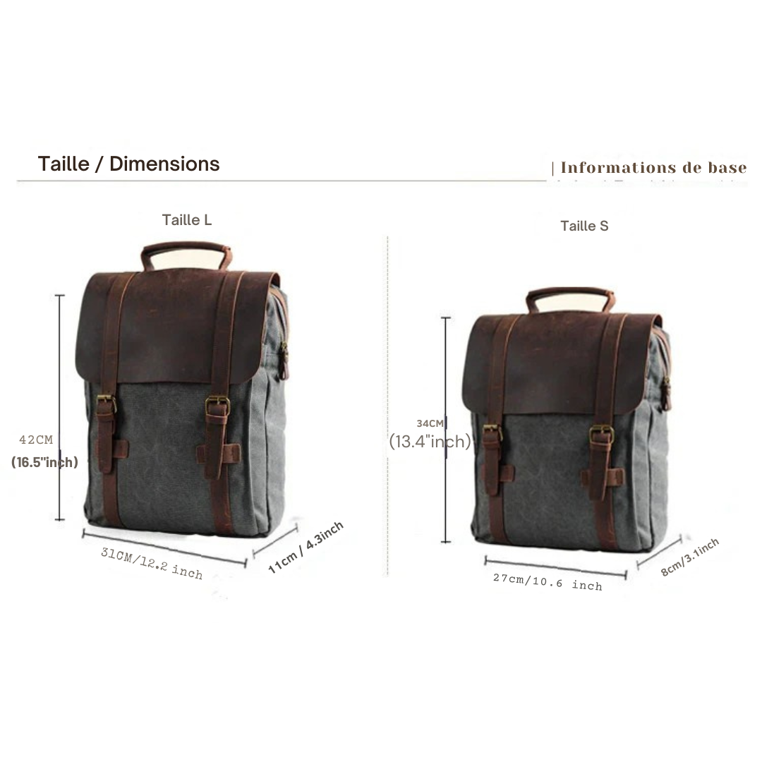 HARLAN | Sac d'École en Toile et Cuir