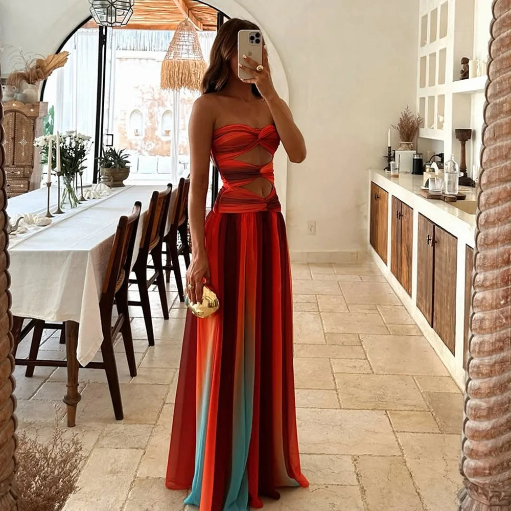 Diana | Robe Maxi Élégante à Rayures Colorées