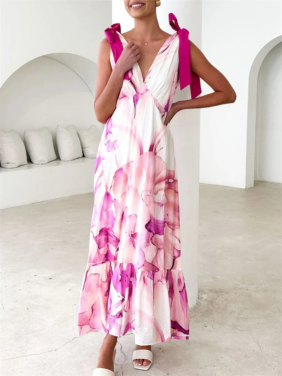 Alba | Robe Maxi avec Dos Noué et Décolleté en V