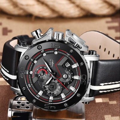 Montre de Luxe Militaire en Acier Quartz