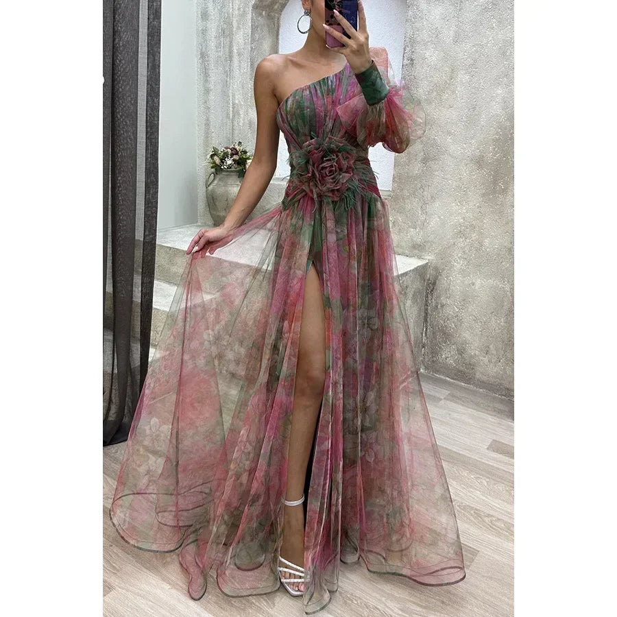 Jenny | Élégant Robe Florale à Une Épaule