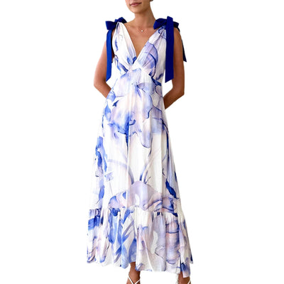 Alba | Robe Maxi avec Dos Noué et Décolleté en V