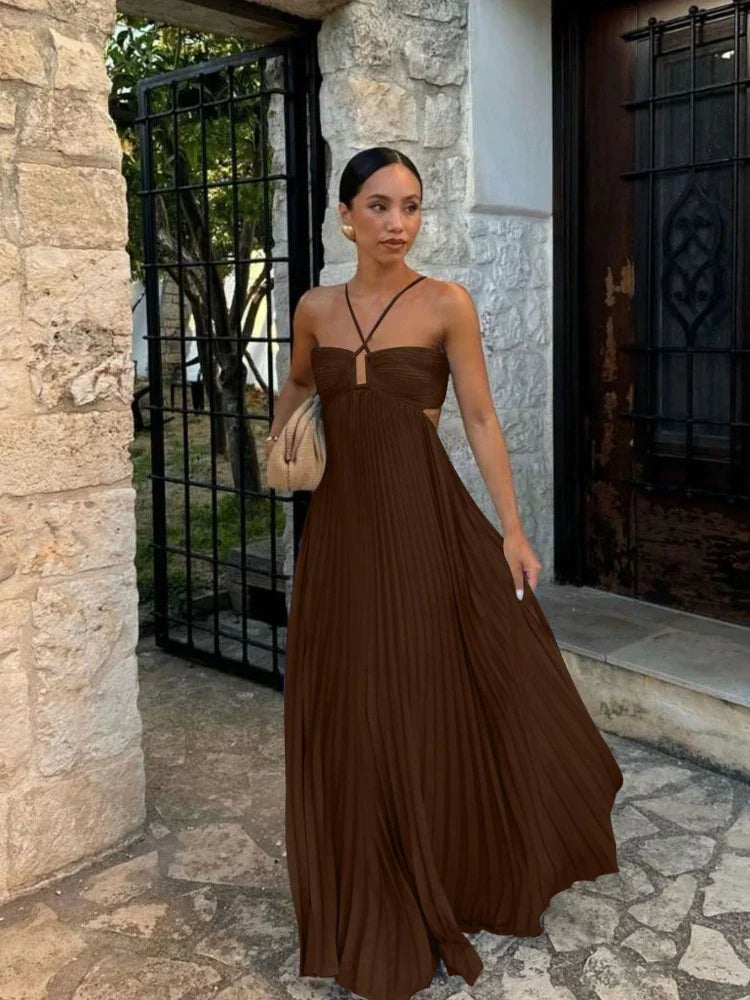 Nina | Robe Maxi Plissée Élégante