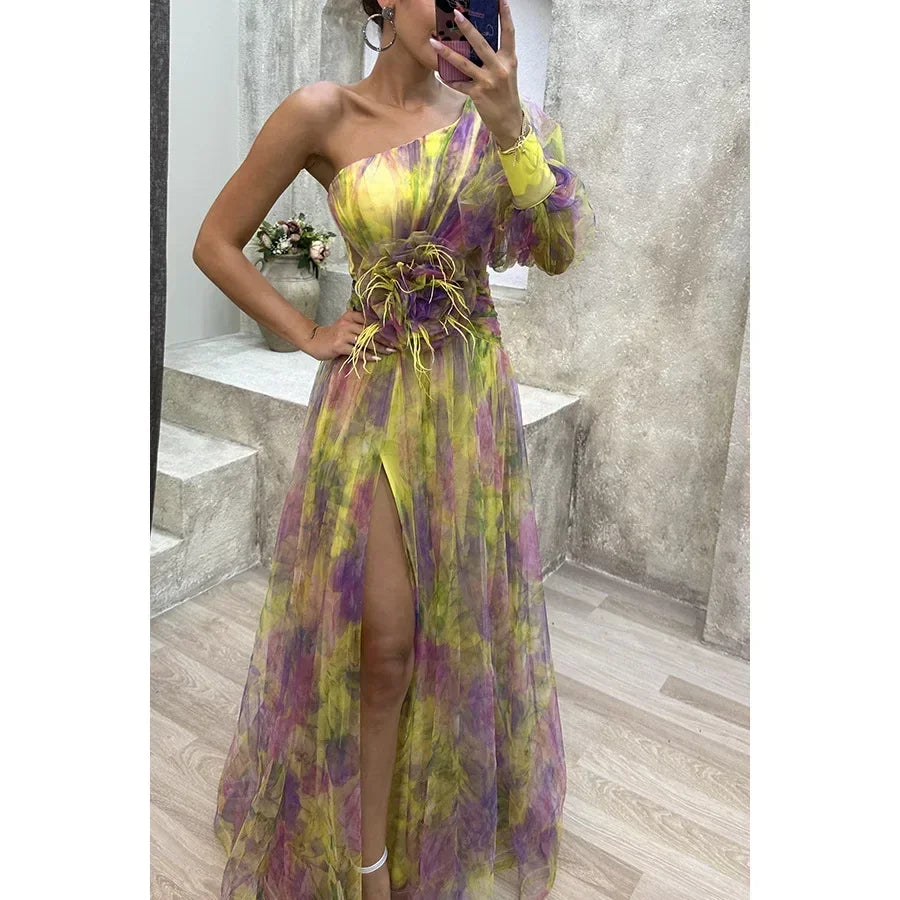 Jenny | Élégant Robe Florale à Une Épaule