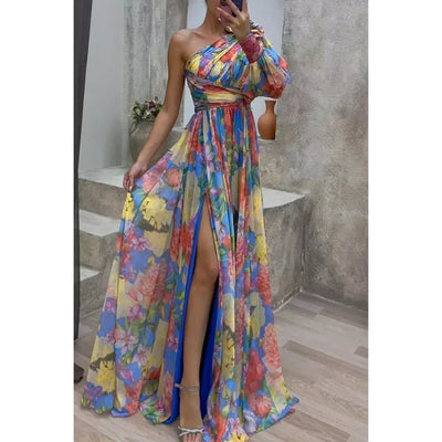 Aby | Élégante Robe Florale à Une Épaule